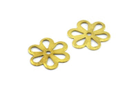 100 Raw Brass Flower, Charms, Findings (13mm) Brs 121 A0240