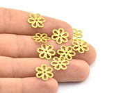 Brass Filigree Flower, 200 Raw Brass Filigree Flower Connectors, Charms (13mm) Brs 120 A0241