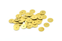 Middle Hole Connector, 100 Raw Brass Round Discs, Middle Hole Connectors, Bead Caps, Findings (10mm) Brs 73 A0443