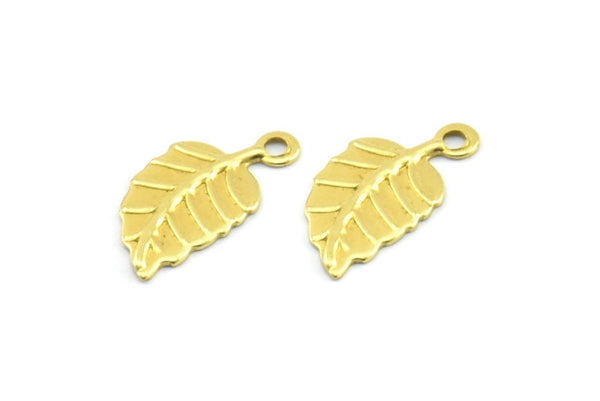Brass Leaf Charm, 50 Raw Brass Leaf Charms, Findings (15x7mm) Brs 112 A0615