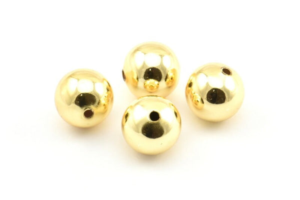Gold Ball Bead, 12 Gold Lacquer Plated Brass Spacer Beads, Findings (12mm) Brsm2 - A0747 Q0298