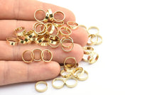10mm Circle Connector, 12 Gold Plated Brass Circle Ring Connector With 2 Holes, Findings (10x2.5mm) BS 2202