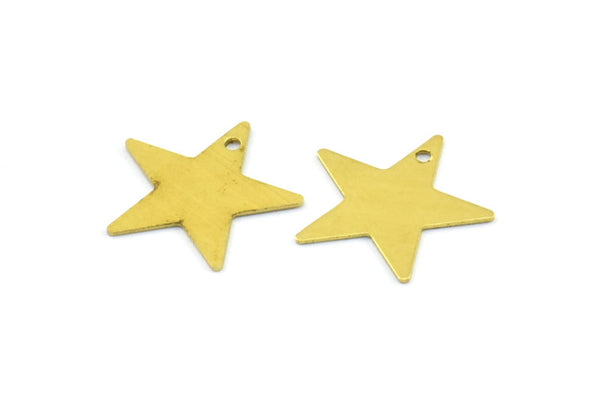 Star Necklace Charm, Brass 100 Raw Brass Star Blank, Star Tag, Necklace Pendants, Bracelet Charms (15mm) Brs 626 ( A0297 )