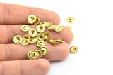 Gold Spacer Bead, 100 Raw Brass Middle Hole Spacer Bead, Bead Caps, Charms, Pendant, Findings (8mm) Brs 586 A0452
