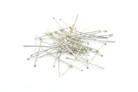 Silver Ball Pin, 100 Silver Tone Ball Pins, Findings (50x0.60mm) D1258