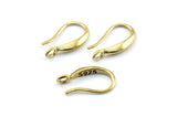 Brass Ear Hooks, 12 Raw Brass Earring Wires, Earring Hooks (14x8mm) BS 1836