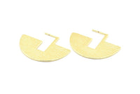 Geometric Earring Findings, 2 Gold Lacquer Plated Brass Semi Circle Textured Earring Findings (30x40x1mm) BS 1962