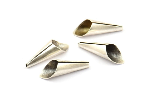 Cone Bead Caps, 12 Antique Silver Plated Brass Cone Bead Caps Findings (21x7mm) D0059 H0566