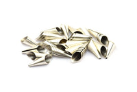 Cone Bead Caps, 12 Antique Silver Plated Brass Cone Bead Caps Findings (21x7mm) D0059 H0566