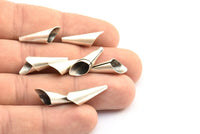 Cone Bead Caps, 12 Antique Silver Plated Brass Cone Bead Caps Findings (21x7mm) D0059 H0566