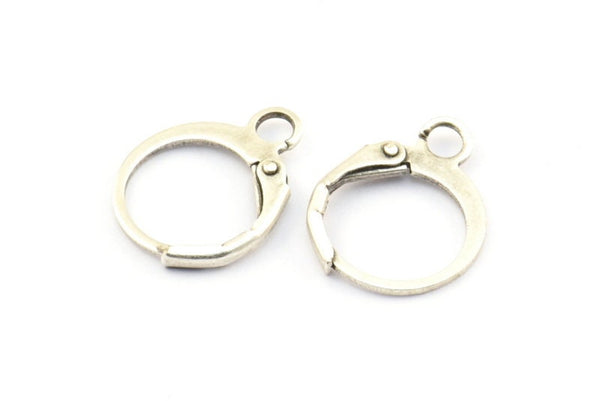 Antique Silver Earring Clasp, 25 Antique Silver Plated Brass Leverback Earring Clasps (12x14mm) (bs1100)--A0897 H0560