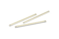 Long Necklace Bar, 10 Silver Tone Bar Connectors With 2 Holes (55x3x1mm) Brc 148--A0825 H0597