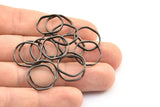 Black Circle Rings, 24 Oxidized Brass Black Wavy Circle Rings, Charms (16.5x0.80x1.5mm) BS 1759 S727