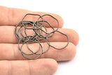 Black Circle Rings, 24 Oxidized Brass Black Wavy Circle Rings, Charms (20x0.8mm) BS 1807 S733