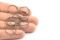 Black Circle Rings, 24 Oxidized Brass Black Wavy Circle Rings, Charms (19.5x0.8mm) BS 1806 S732