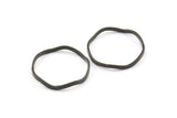 Black Circle Rings, 12 Oxidized Brass Black Wavy Circle Rings, Charms (20.5x0.80x1.5mm) BS 2220 S728