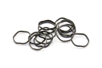 Black Circle Rings, 24 Oxidized Brass Black Wavy Circle Rings, Charms (15x0.80x1.5mm) BS 1758 S736