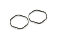 Black Circle Rings, 24 Oxidized Brass Black Wavy Circle Rings, Charms (18x0.8mm) BS 1805 S730