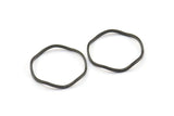 Black Circle Rings, 24 Oxidized Brass Black Wavy Circle Rings, Charms (18x0.8mm) BS 1805 S730