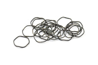 Black Circle Rings, 24 Oxidized Brass Black Wavy Circle Rings, Charms (18x0.8mm) BS 1805 S730