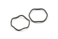 Black Circle Rings, 24 Oxidized Brass Black Wavy Circle Rings, Charms (15.5x0.80mm) BS 1756 S729