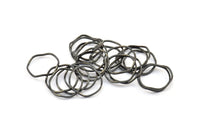 Black Circle Rings, 24 Oxidized Brass Black Wavy Circle Rings, Charms (15.5x0.80mm) BS 1756 S729