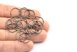 Black Circle Rings, 24 Oxidized Brass Black Wavy Circle Rings, Charms (15.5x0.80mm) BS 1756 S729