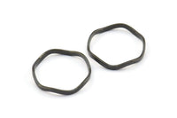 Black Circle Rings, 24 Oxidized Brass Black Wavy Circle Rings, Charms (17.50x0.80x1.5mm) E188 S726