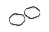 Black Circle Rings, 24 Oxidized Brass Black Wavy Circle Rings, Charms (17.50x0.80x1.5mm) E188 S726