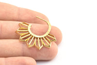 Brass Sun Earring, 2 Raw Brass Textured Sunny Earrings (36x34x2.5mm) E250
