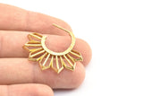 Brass Sun Earring, 2 Raw Brass Textured Sunny Earrings (36x34x2.5mm) E250