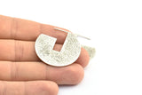 Geometric Earring Findings, 2 Antique Silver Plated Brass Semi Circle Textured Earring Findings (36.5x1mm) BS 1976 H0527