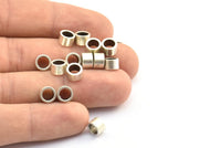 Industrial Spacer Bead, 25 Antique Silver Plated Brass Industrial Tubes, Spacer Beads, Findings (7x4.5mm) BS 1800 H0519