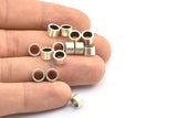 Industrial Spacer Bead, 25 Antique Silver Plated Brass Industrial Tubes, Spacer Beads, Findings (7x4.5mm) BS 1800 H0519