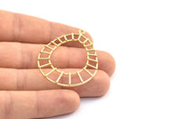 Oval Geometric Pendant, 3 Raw Brass Textured Oval Geometric Pendants With 1 Loop, Earrings, Findings (49.5x37.5x2mm) BS 2025