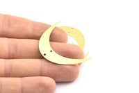 Moon Phase Blank, 8 Raw Brass Crescent Moon Blanks With 2 Holes (42x10x0.6mm) BS 2117