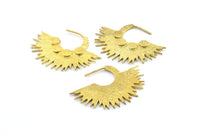 Brass Sun Earring, 2 Raw Brass Textured Sunny Earrings (39.5x29x2mm) BS 2057
