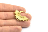 Brass Sun Earring, 2 Raw Brass Textured Sunny Earrings (39.5x29x2mm) BS 2057