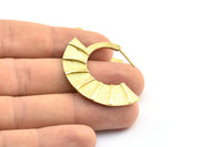 Geometric Earring Findings, 2 Raw Brass Semi Circle Textured Earring Findings (44x34x1.8mm) BS 2059