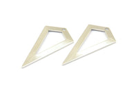 Silver Triangle Pendant, 3 Silver Tone Triangle Pendants With 1 Hole, Charms, Earrings (38x20x0.8mm) U149 H0571