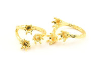 Adjustable Ring Settings - 2 Gold Lacquer Plated Brass 6 Claw Ring Blanks - Pad Size 5mm N0322