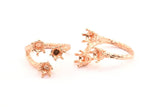 Adjustable Ring Settings - 2 Rose Gold Lacquer Plated Brass 6 Claw Ring Blanks - Pad Size 5mm N0322