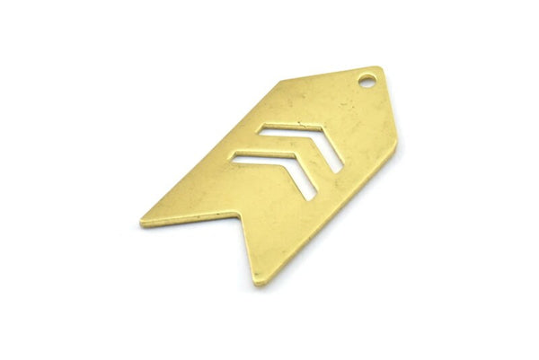 Arrow Chevron Pendant, 10 Raw Brass Arrow Stamping Pendant Tags With Chevron with 1 Hole (15x30x0.80mm) b0083