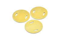 10 Raw Brass (28x0.8mm) Stamping Blank Disc, 2 Hole D135--N0663
