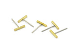 Rectangle Bar Stud, 12 Stainless Steel Earring Posts With Raw Brass Flat Bar Stud, Ear Studs (10x14mm) E321