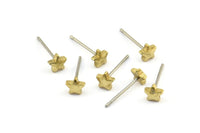 Star Earring Stud, 12 Stainless Steel Earring Posts With Raw Brass Star Earring Stud, Ear Studs (5x14.5mm) E332