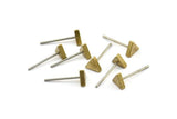 Triangle Bar Stud, 12 Stainless Steel Earring Posts With Raw Brass Triangle Bar Stud, Ear Studs (5x14.5mm) E333