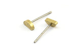 Half Moon Stud, 12 Stainless Steel Earring Posts With Raw Brass Half Moon Stud, Ear Studs (6x14mm) E335