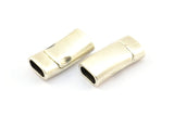 Antique Silver Leather Cord Clasp, 2 Antique Silver Plated Brass Magnetic Clasp For Leather Cord (26x13x7.5mm) Y308 Y061 Y013