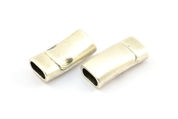 Antique Silver Leather Cord Clasp, 2 Antique Silver Plated Brass Magnetic Clasp For Leather Cord (26x13x7.5mm) Y308 Y061 Y013